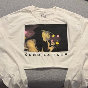 Como La Flor Graphic Cropped Sweatshirt - White